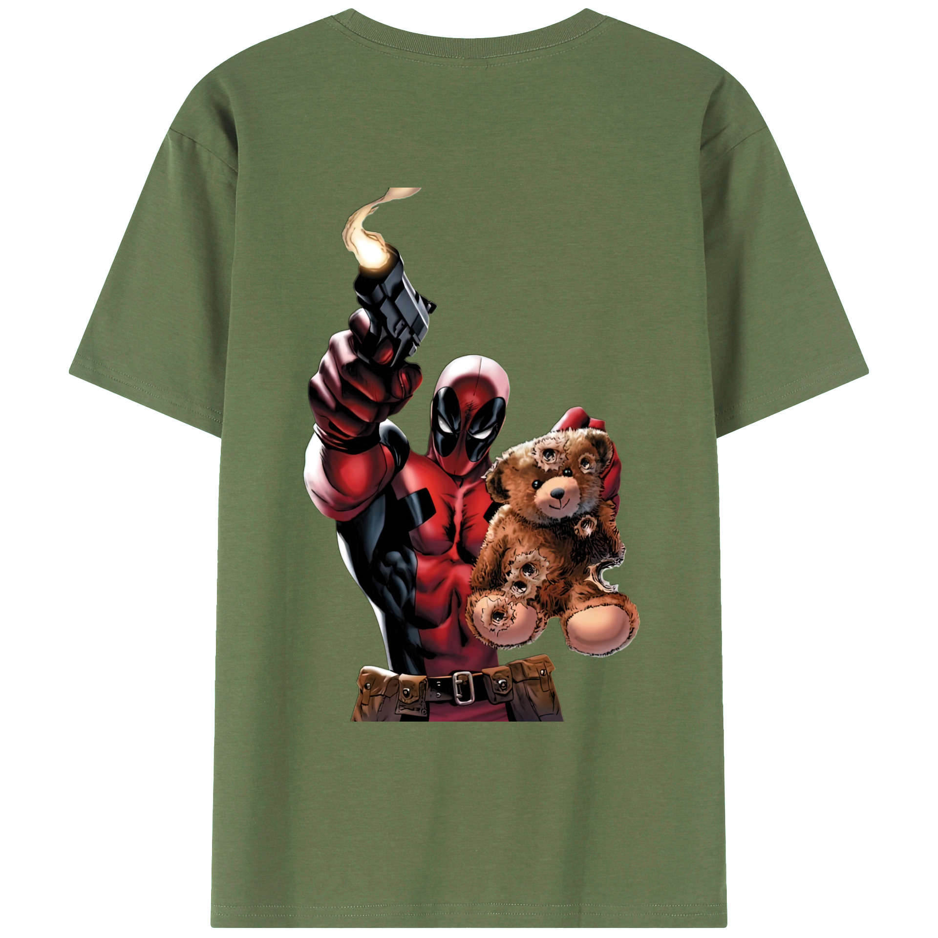 （画像用） Deadpool デッドプール 綿100％ メンズ半袖Tシャツ（バックプリント） 通気性